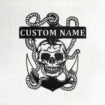 Custom Skull And Anchor Metal Wall Art, Personalized Anchor Name Sign Decoration For Room, Anchor Metal Home Decor, Custom Anchor, Anchor - Thegiftio UK