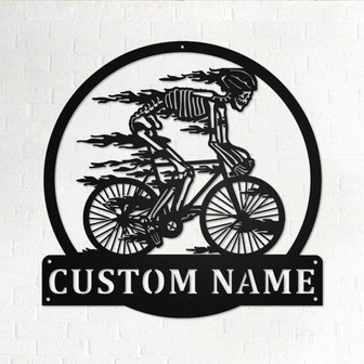 Custom Skull Bicycle Metal Wall Art, Personalized Skull Bicycle Name Sign Decoration For Room, Skull Bicycle Home Decor,Custom Skull Bicycle - Thegiftio