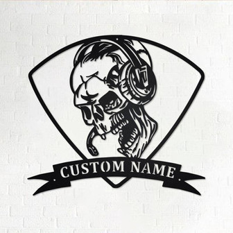 Custom Skull Disc Jockey Metal Wall Art, Personalized Disc Jockey Name Sign Decoration For Room, Disc Jockey Home Decor, Custom Disc Jockey - Thegiftio UK