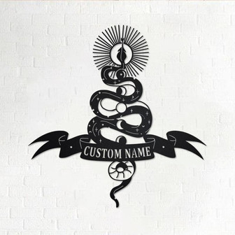 Custom Snake Moon Metal Wall Art, Personalized Snake Moon Name Sign Decoration For Room, Snake Moon Home Decor, Custom Snake Moon, Snake - Thegiftio UK