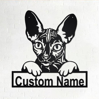 Custom Sphynx Cat Metal Wall Art, Personalized Sphynx Cat Name Sign Decoration For Room, Sphynx Cat Home Decor, Custom Sphynx Cat, Cat Lover - Thegiftio
