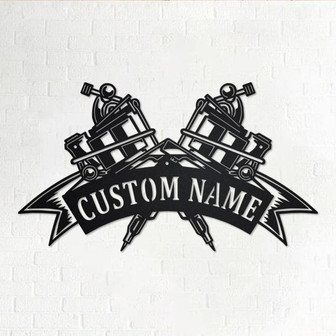 Custom Tattoo Machine Metal Wall Art, Personalized Tattoo Shop Name Sign Decoration For Room, Tattoo Machine Home Decor, Custom Tattoo Shop - Thegiftio UK