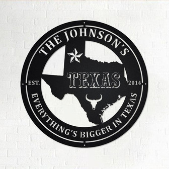 Custom Texas Family Name With Established Date Metal Wall Art,Personalized Texas Family Name Sign Decoration For Room,Family Name Home Decor - Thegiftio