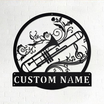 Custom Trombone Musical Instrument Metal Wall Art, Personalized Trombone Teacher Name Sign Decoration For Room, Trombone Home Decor,Trombone - Thegiftio UK