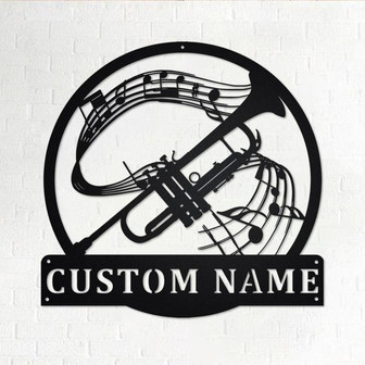Custom Trumpet Musical Instrument Metal Wall Art, Personalized Trumpet Teacher Name Sign Decoration For Room, Trumpet Home Decor, Trumpet - Thegiftio UK