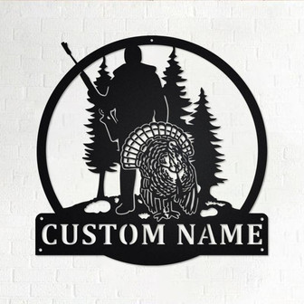 Custom Turkey Hunter Metal Wall Art, Personalized Turkey Hunter Head Name Sign Decoration For Room, Turkey Hunter Head Home Decor - Thegiftio UK
