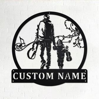 Custom Violin Father And Son Metal Wall Art, Personalized Violin Teacher Name Sign Decoration For Room, Violin Home Decor, Custom Violin - Thegiftio UK