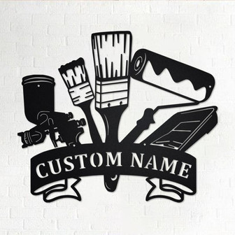 Custom Wall Painting Tools Metal Wall Art, Personalized Painter Name Sign Decoration For Room, Wall Painting Metal Home Decor,Custom Painter - Thegiftio UK