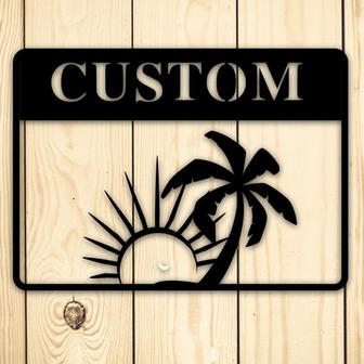 Custom Wall Sign,Sunset.Beach, Housewarming Gift,Beach house, Custom Metal Sign,Outdoor Metal Sign, fishing camp, Sun,Sign,home decor, name - Thegiftio UK