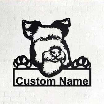 Custom Welsh Terrier Dog Metal Wall Art, Personalized Welsh Terrier Name Sign Decoration For Room, Welsh Terrier Home Decor, Custom Dog - Thegiftio UK