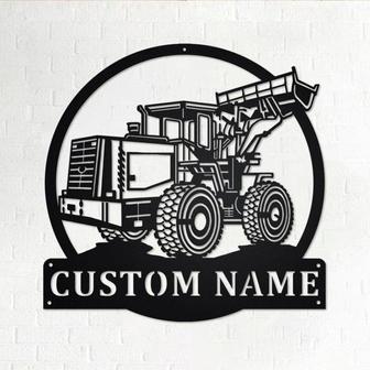 Custom Wheel Loader Bulldozer Metal Wall Art, Personalized Truck Driver Name Sign Decoration For Room, Wheel Loader Bulldozer Home Decor - Thegiftio UK