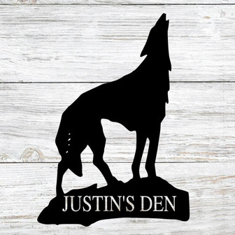 Custom Wolf howling sign, Man Cave Decor, Man Metal Signs, Man Cave Sign, Personalized Man Cave Sign Metal, Custom Man Cave Sign, for him - Thegiftio