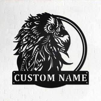 Custom Zentangle Eagle Metal Wall Art, Personalized Eagle Name Sign Decoration For Room, Eagle Metal Home Decor, Custom Zentangle Eagle - Thegiftio UK