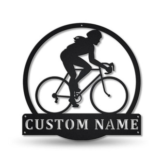 Women Cycling Monogram Metal Sign Art | Women Cycling Metal Decor | Women Cycling Metal Sign | Housewarming Outdoor Metal - Thegiftio UK