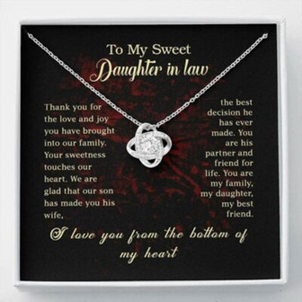 Daughter-In-Law Necklace, My Sweet Daughter-In-Law Necklace Mother, Birthday Gifts, Mom Message Card - Thegiftio UK