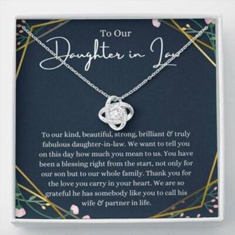 Daughter-In-Law Necklace, To Our Daughter-In-Law Necklace Gift On Wedding Day, Bride Gift From Mother & Father In Law - Thegiftio UK