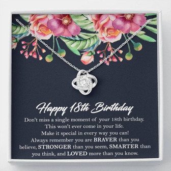 Daughter Necklace, 18Th Birthday Necklace Gift For Girls, Gift For 18 Year Old Girl, 18Th Birthday Love Knot Necklace, Happy 18Th Birthday - Thegiftio UK