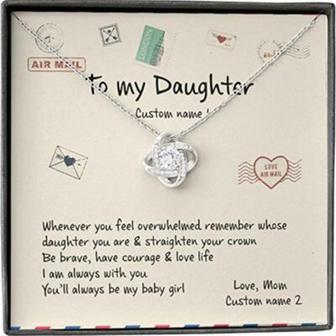Daughter Necklace, Daughter Gift From Mom Necklace, Overwhelmed Straighten Crown Brave Courage Baby Girl - Thegiftio UK