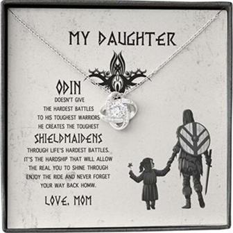 Daughter Necklace, Daughter Gift From Mom Necklace, Odin Shield Maiden Viking Tough Warrior Way - Thegiftio UK