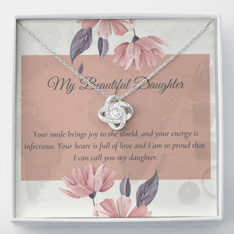 Daughter Necklace, Daughter Message Gift , Sweet Card Necklace , Best Daughter Gift , Love Knot Necklace To Daughter - Thegiftio UK