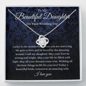 Daughter Necklace, Daughter Wedding Day Gift, To Bride From Mom/Dad Necklace, Mother To Bride Gift - Thegiftio UK