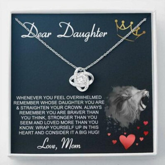 Daughter Necklace, Dear Daughter “Crown” Love Knot Necklace Gift From Dad Mom - Thegiftio UK