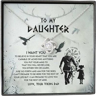 Daughter Necklace From Dad With Box And Message Card, Viking Shieldmaiden - Thegiftio UK