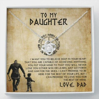 Daughter Necklace, From Viking Dad To My Daughter Necklace, I Want You To Believe Deep In Your Heart - Thegiftio UK