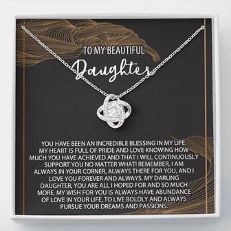 Daughter Necklace Gift, Daughter Birthday Necklace, To My Beautiful Daughter Love Knot Necklace, Daughter Gift From Mom, Daughter Necklace - Thegiftio UK