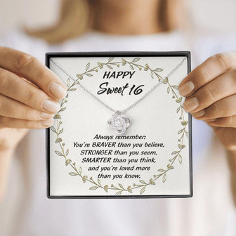 Daughter Necklace, Happy Sweet 16 Necklace Gift, Sweet Sixteen Birthday Necklace Gifts For Girls, Love Knot Necklace For Her - Thegiftio UK