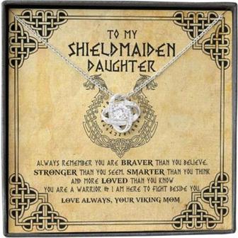 Daughter Necklace, Mother Daughter Necklace, Shield Maiden Viking Brave Strong Smart Love - Thegiftio UK