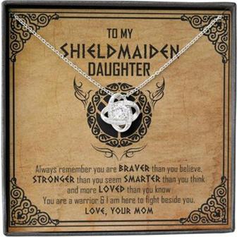 Daughter Necklace, Mother Daughter Necklace, Shield Maiden Viking Brave Strong Smart Love - Thegiftio UK