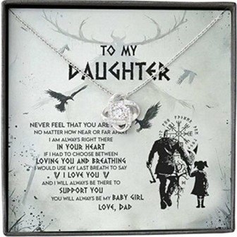 Daughter Necklace, My Daughter Necklace From Viking Dad Baby Girl Support Breath Be There Necklace - Thegiftio UK