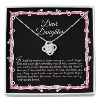 Daughter Necklace, Sentimental Necklace Gift For Your Daughter For Occasions, Happy Or Sad , Raised Worthy - Thegiftio