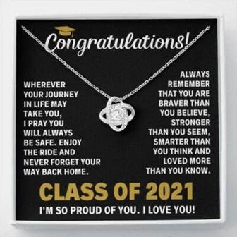 Daughter Necklace, Son Necklace, Class Of 2021 Braver Love Knot Necklace Gift For Daughter Son - Thegiftio UK