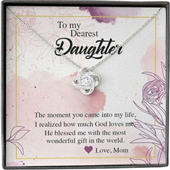 Daughter Necklace, To Dearest Daughter Necklace From Mom Came Life God Loves Me Most Wonderful - Thegiftio UK