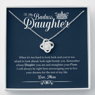 Daughter Necklace, To My Badass Daughter Necklace , Remember Whose Daughter You Are And Straighten Your Crown - Thegiftio UK