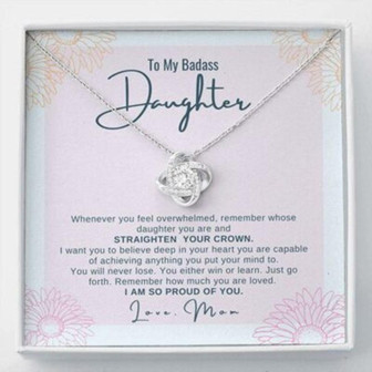 Daughter Necklace, To My Badass Daughter Necklace From Mom, Badass Daughter Gift - Thegiftio UK