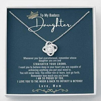 Daughter Necklace, To My Badass Daughter Necklace From Mom, Badass Daughter Gift - Thegiftio UK