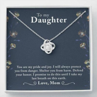 Daughter Necklace, To My Daughter “Last Breath” Love Knot Necklace Gift From Dad Mom - Thegiftio UK