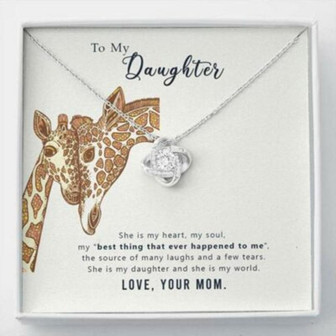 Daughter Necklace, To My Daughter “My World” Love Knot Necklace Gift From Dad Mom - Thegiftio UK