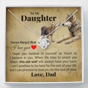 Daughter Necklace, To My Daughter “This Old Wolf” Love Knot Necklace Gift From Dad Mom - Thegiftio UK
