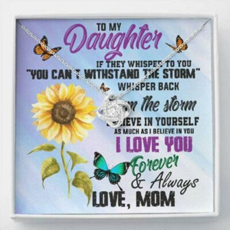Daughter Necklace, To My Daughter “Whisper” Love Knot Necklace Gift From Dad Mom - Thegiftio UK