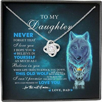 Daughter Necklace, To My Daughter Necklace From Dad Old Wolf Your Back Believe Crown Necklace - Thegiftio UK