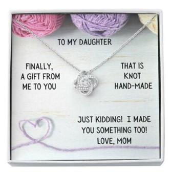 Daughter Necklace, To My Daughter Necklace Gift , Just Because Knot Hand Made Necklace - Thegiftio