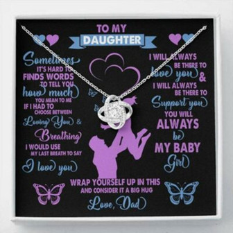 Daughter Necklace, To My Daughter Necklace Gift Dad “Breathing” Love Knot Necklace - Thegiftio UK