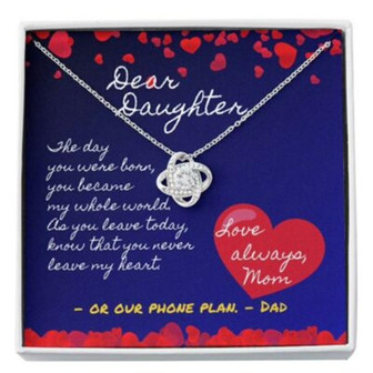 Daughter Necklace, To My Daughter Necklace Gift , Moving Out Card And Love Knot Necklace - Thegiftio UK