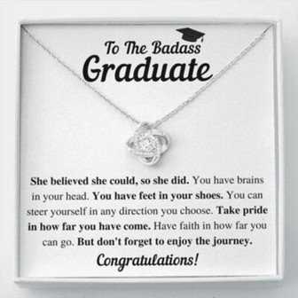 Daughter Necklace, To The Badass Graduate She Did Love Knot Necklace Gift - Thegiftio UK