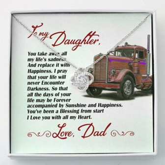 Daughter Necklace, Trucker, Daughter Necklace , Gift For Daughter , Love Knot Necklace - Thegiftio UK