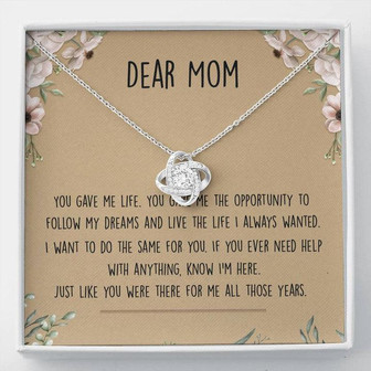 Dear Mom Love Knot Necklace Message Card - Thegiftio UK